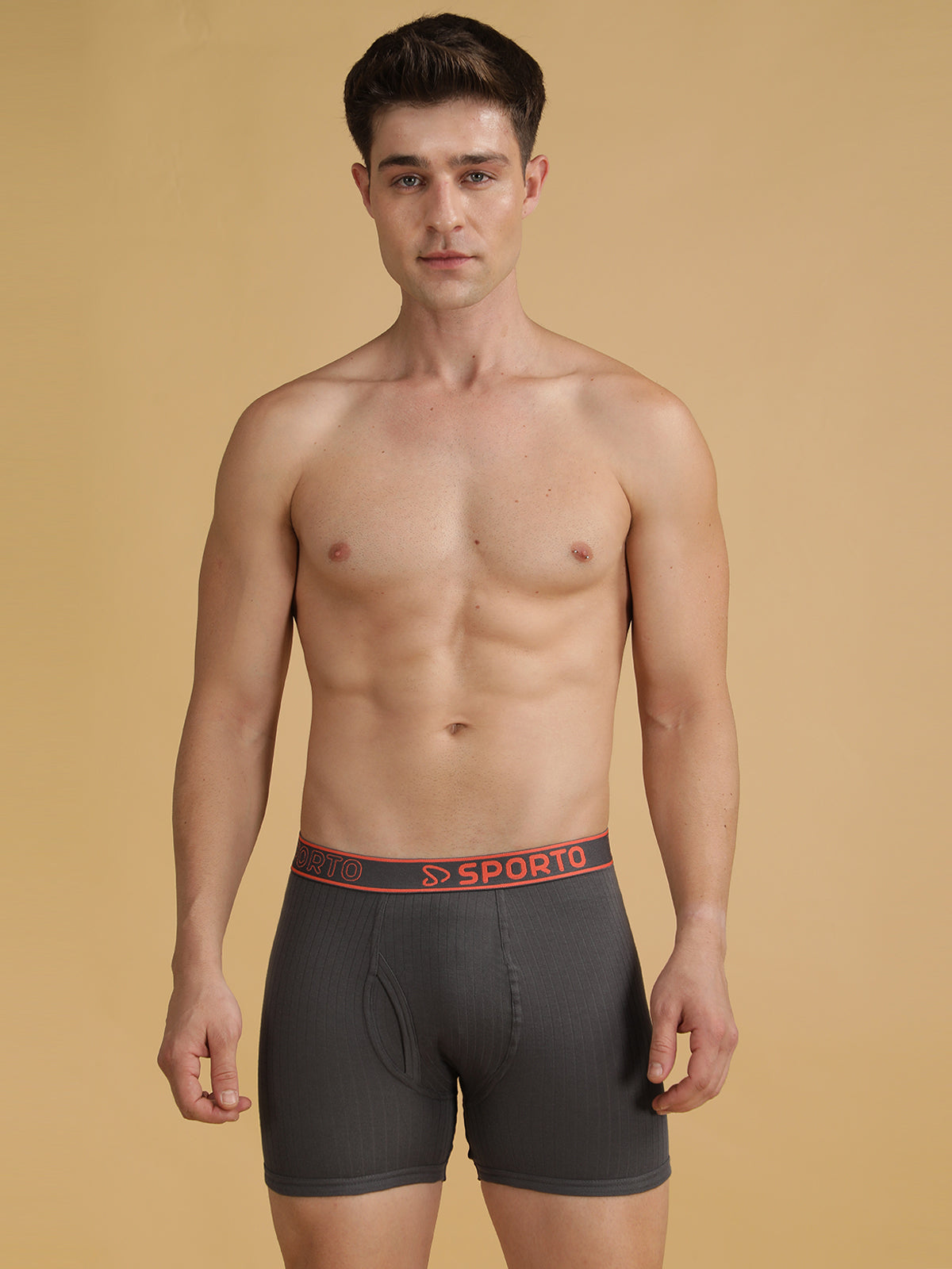 Sporto Men's Cotton Spandex Square Trunks Multicolour pack of 2