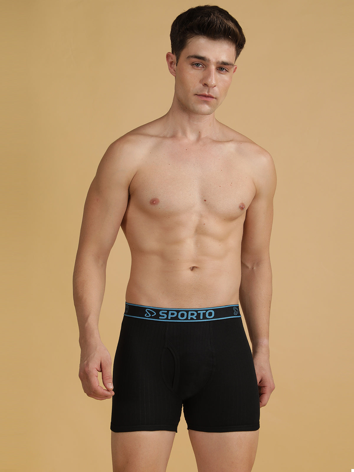 Sporto Men's Cotton Spandex Square Trunks Multicolour pack of 2