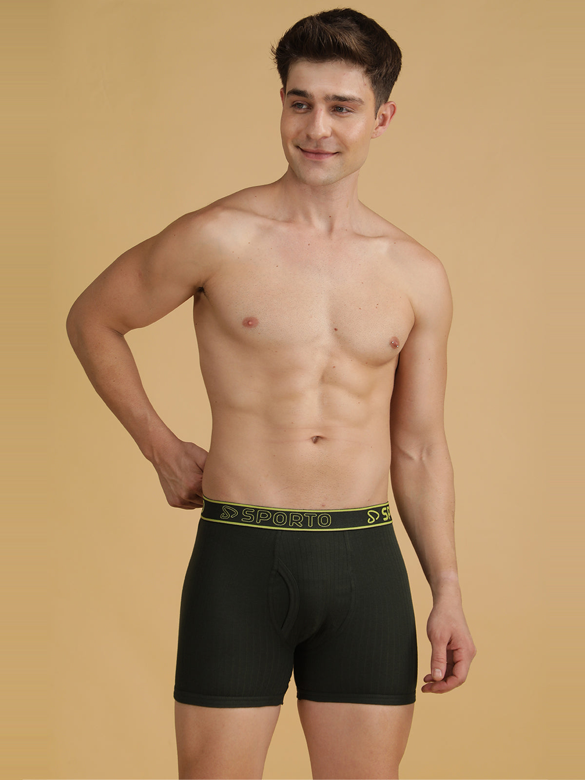 Sporto Men's Cotton Spandex Square Trunks Multicolour pack of 2