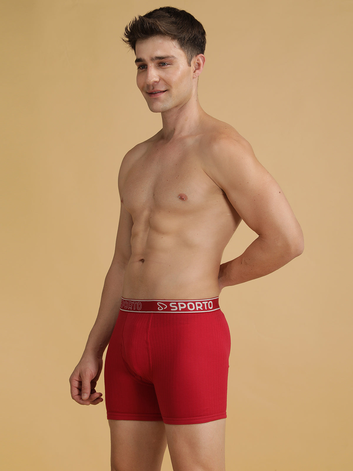 Sporto Men's Cotton Spandex Square Trunks Multicolour pack of 2