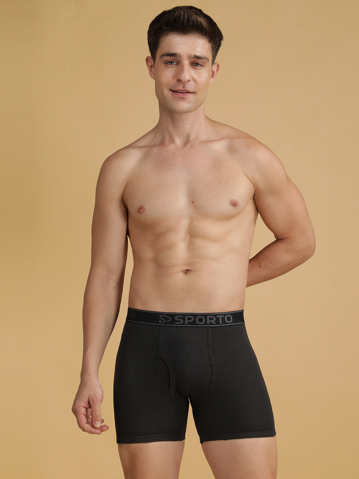 Sporto Men's Cotton Spandex Square Neo Parka Trunks Multicolour pack of 3