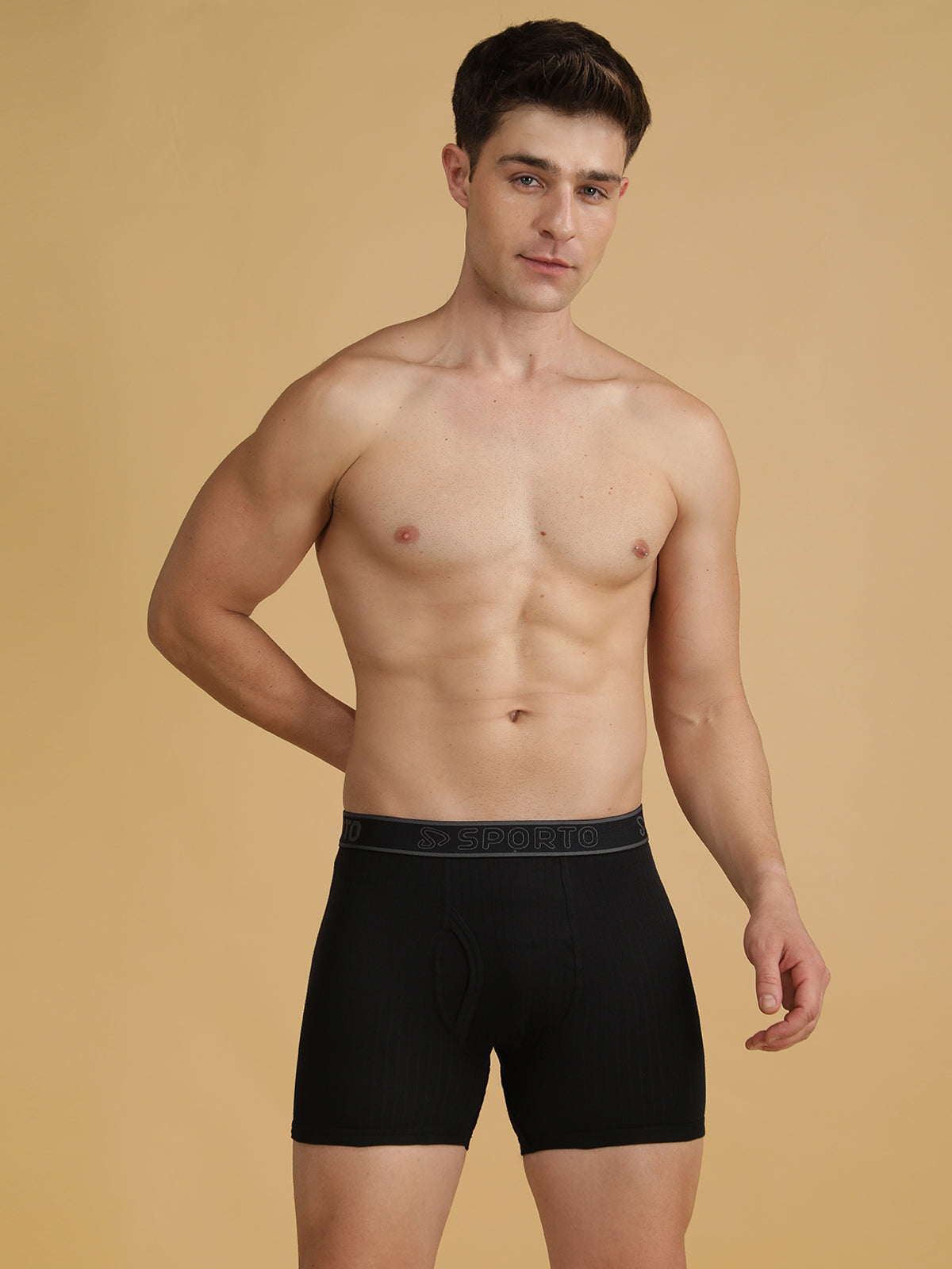 Sporto Men's Cotton Spandex Square Trunks Multicolour pack of 2