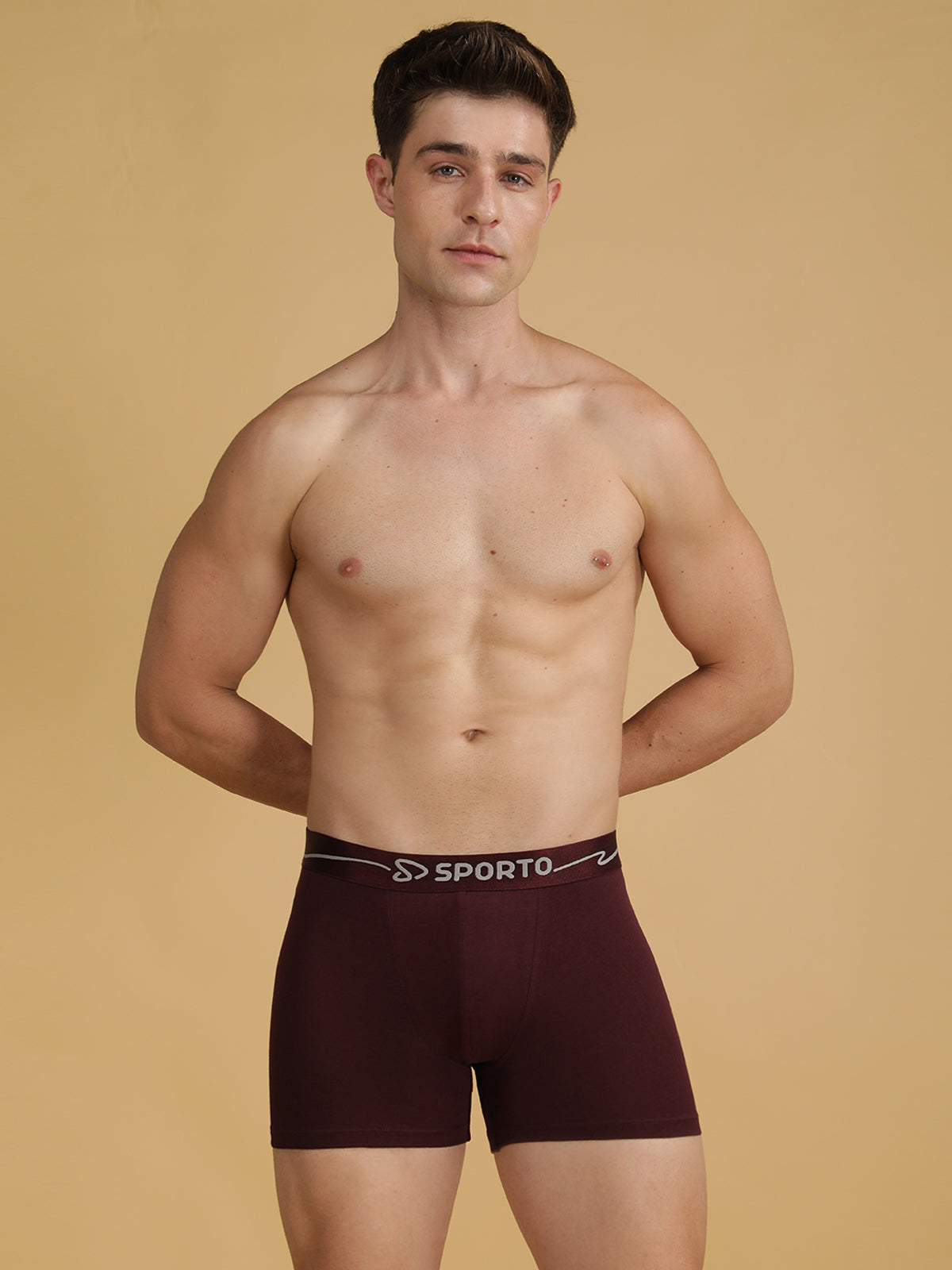 Sporto Men's Solid Spandex Square Trunks Multicolour pack of 2