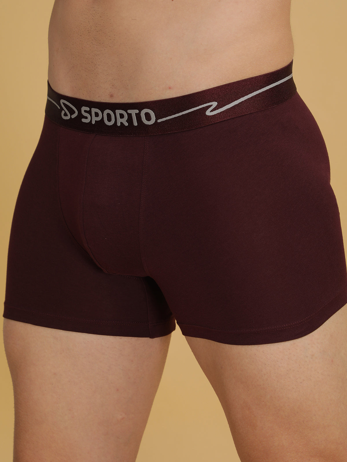 Sporto Men's Solid Spandex Square Neo Metal Trunks Multicolour pack of 5