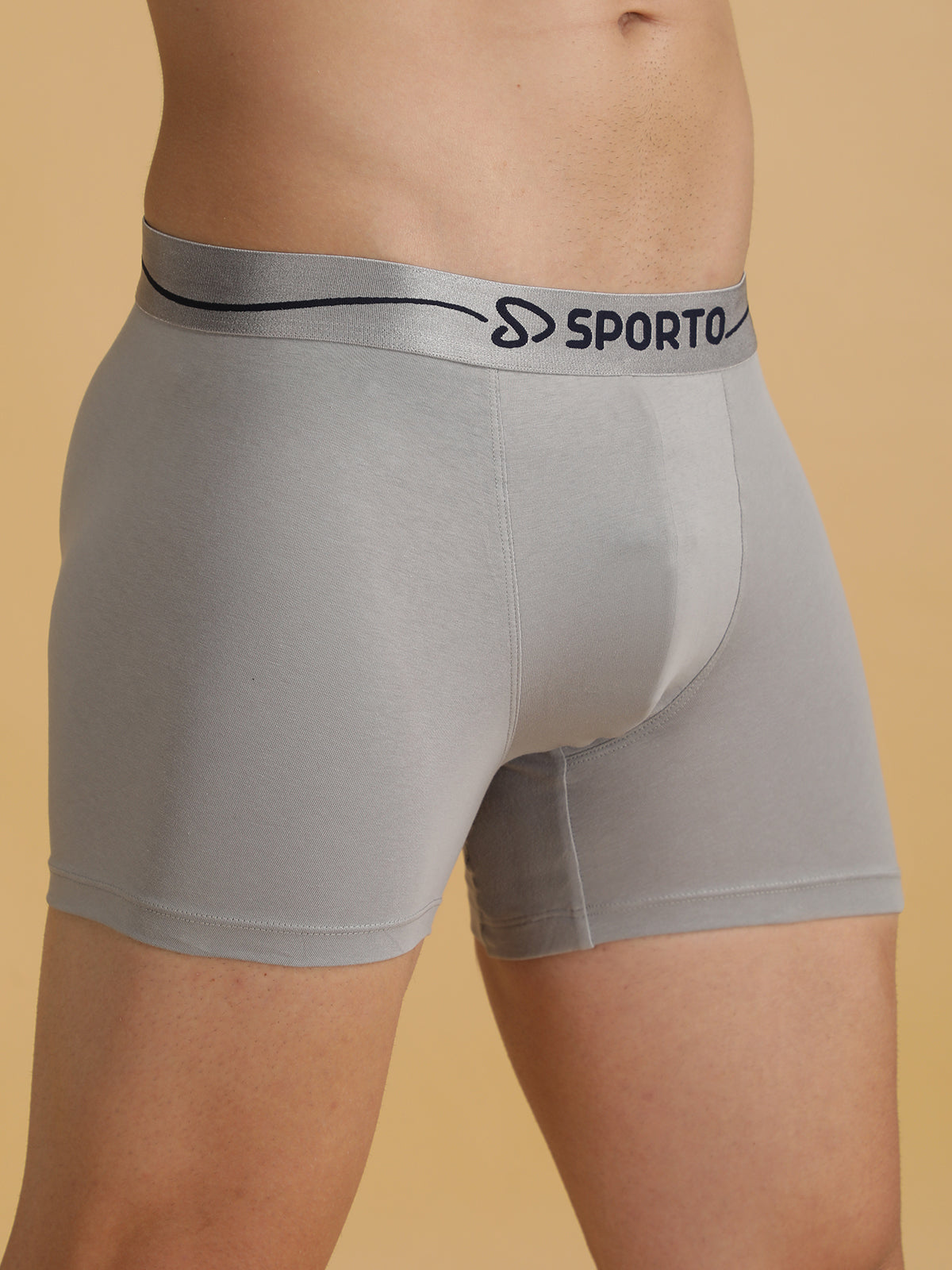 Sporto Men's Solid Spandex Square Trunks Multicolour pack of 2