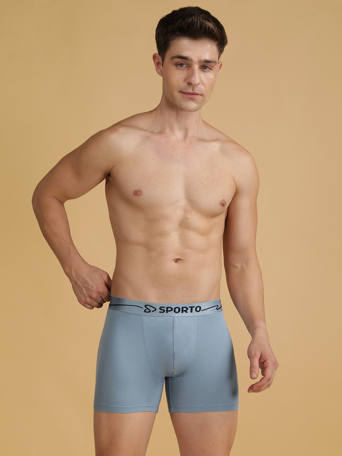 Sporto Men's Cotton Spandex Square Trunks Multicolour pack of 2