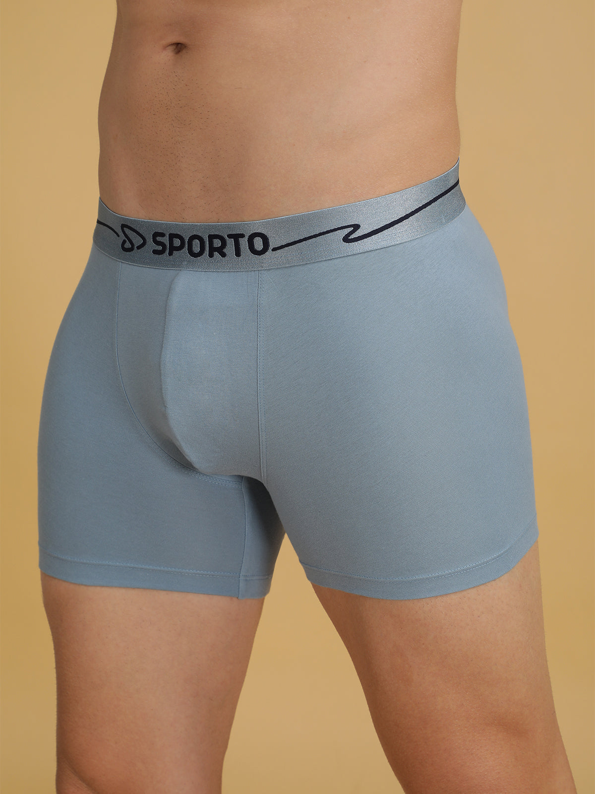 Sporto Men's Cotton Spandex Square Trunks Multicolour pack of 2