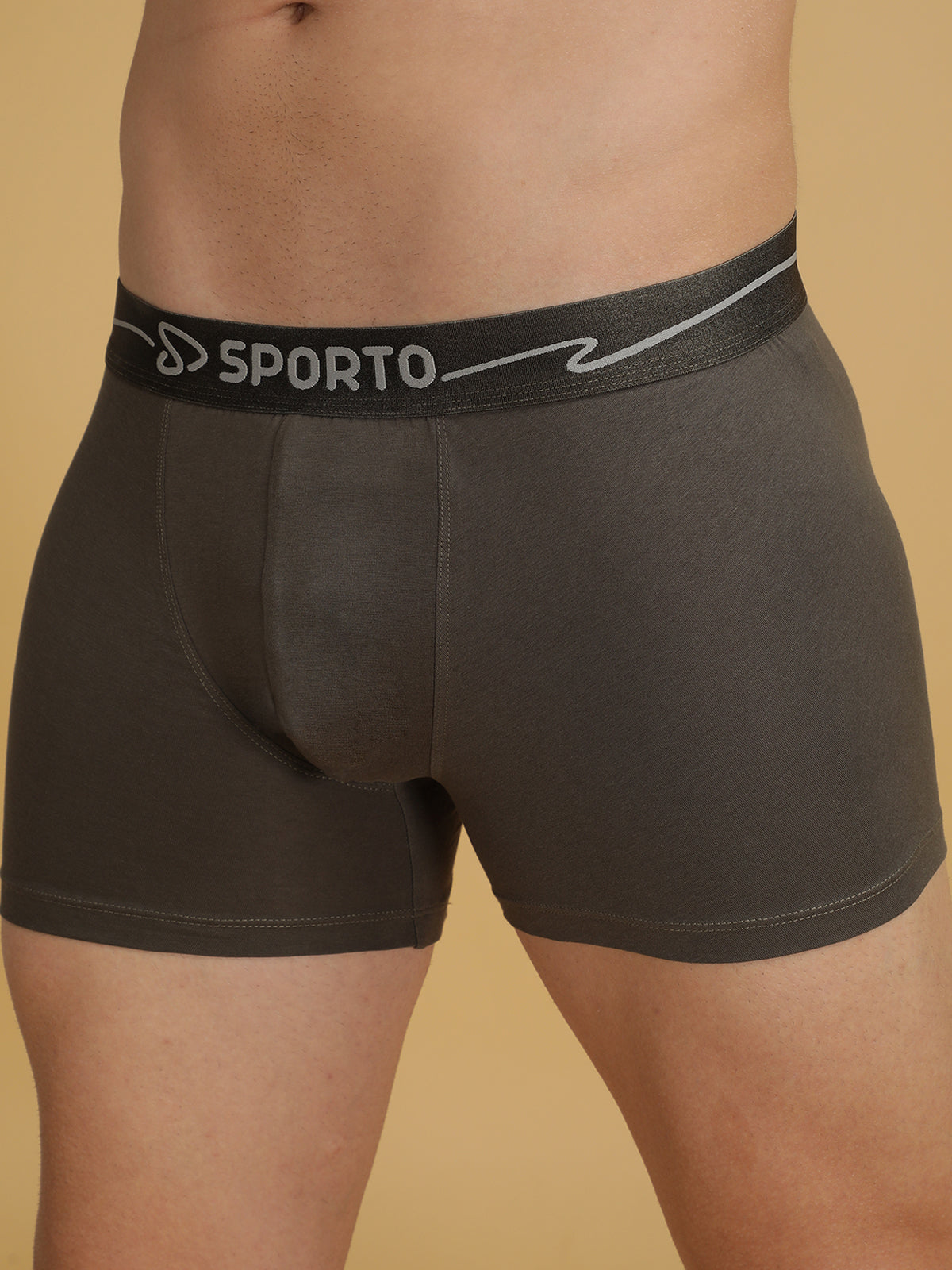 Sporto Men's Solid Spandex Square Neo Metal Trunks Multicolour pack of 3