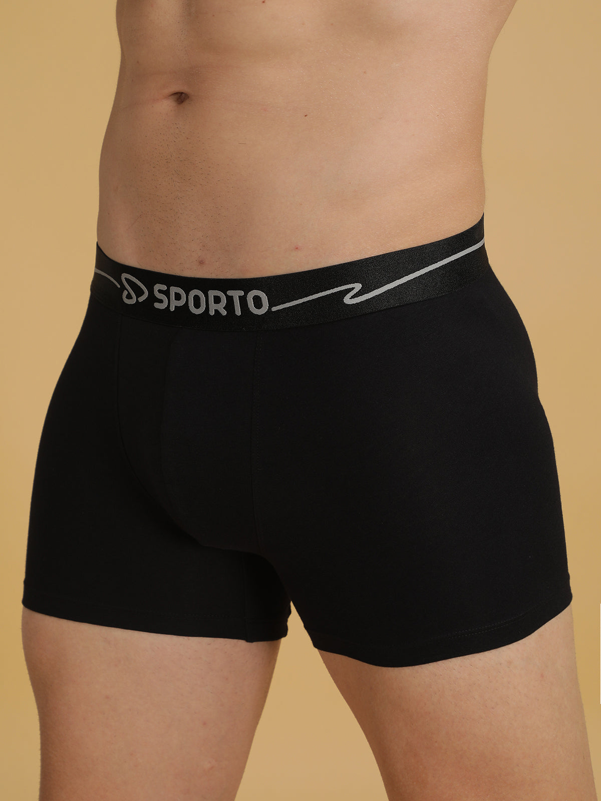 Sporto Men's Solid Spandex Square Neo Metal Trunks Multicolour pack of 5