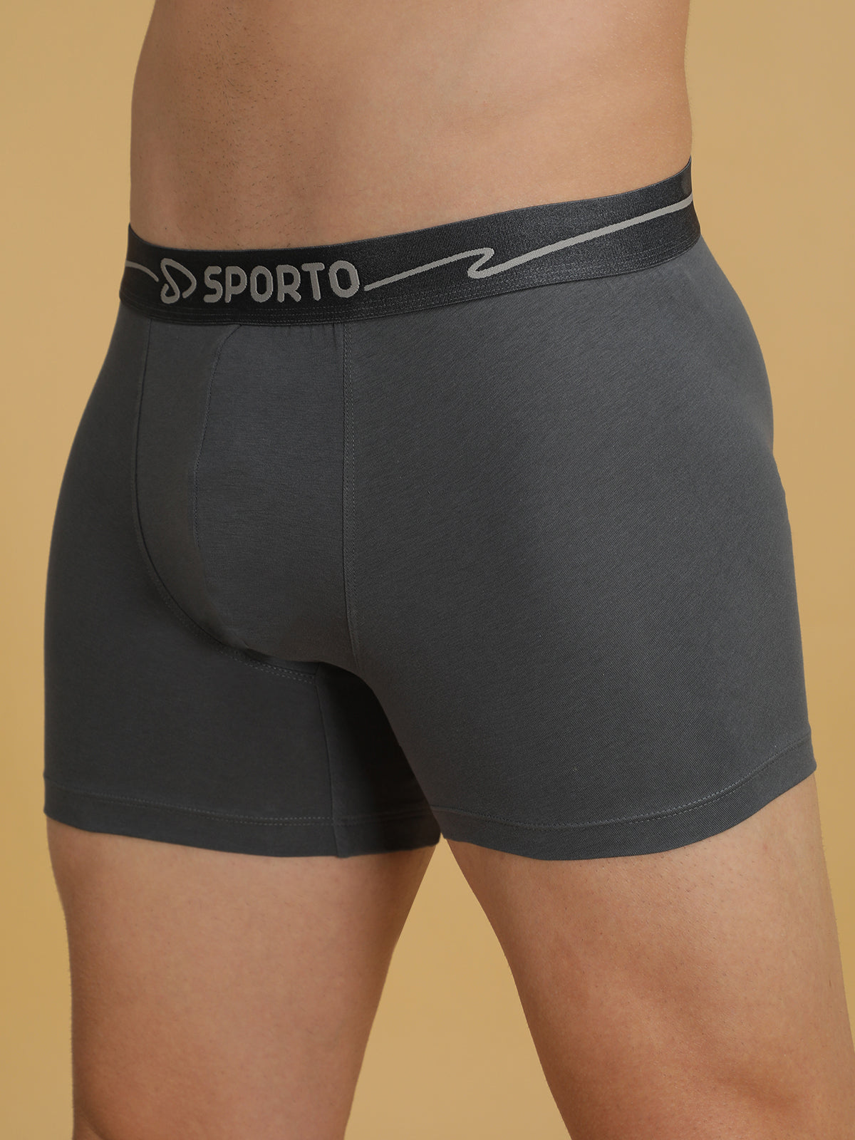 Sporto Men's Solid Spandex Square Trunks Multicolour pack of 2