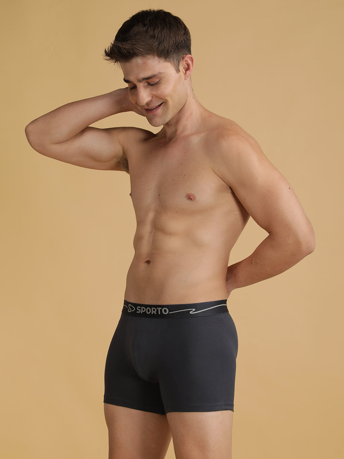 Sporto Men's Solid Spandex Square Neo Metal Trunks Multicolour pack of 5