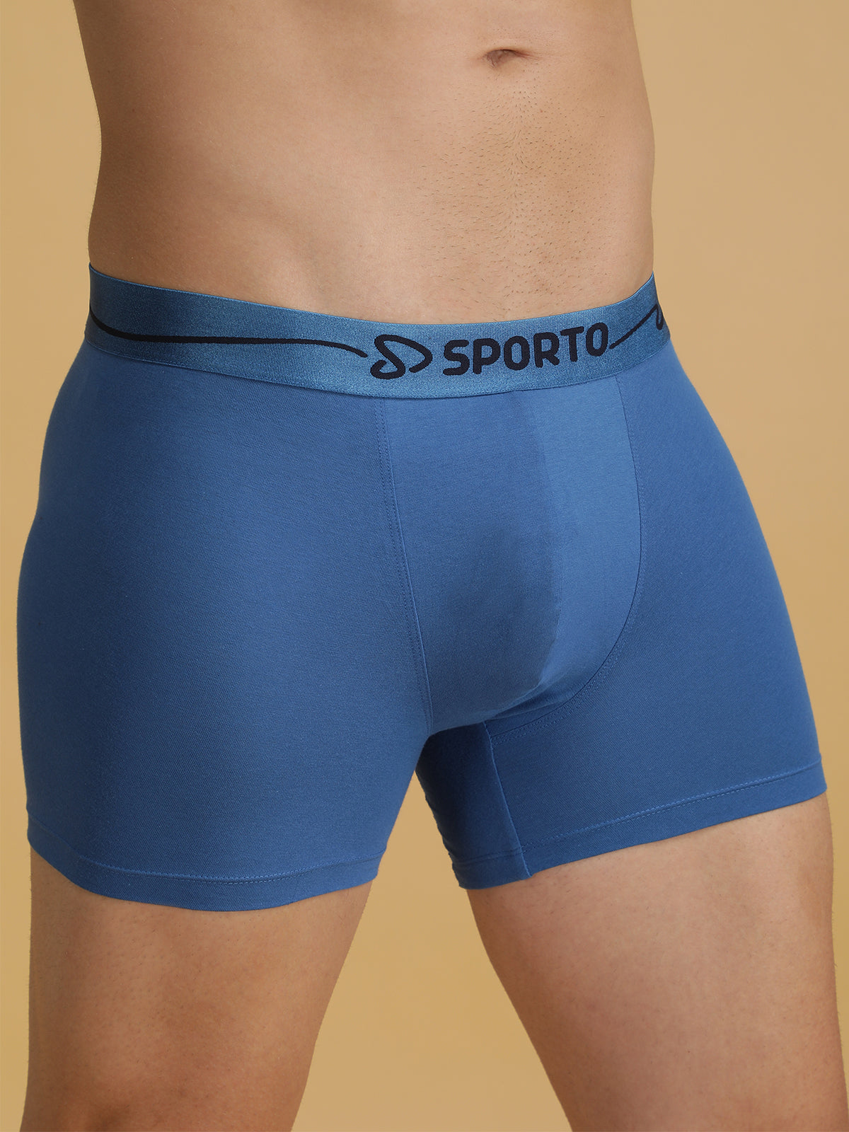 Sporto Men's Solid Spandex Square Trunks Multicolour pack of 2