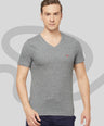 Sporto Men's Slim fit V Neck T-Shirt - Grey Jaspe