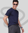 Sporto Men's Solid Fluid Cotton Tee - Dark Denim