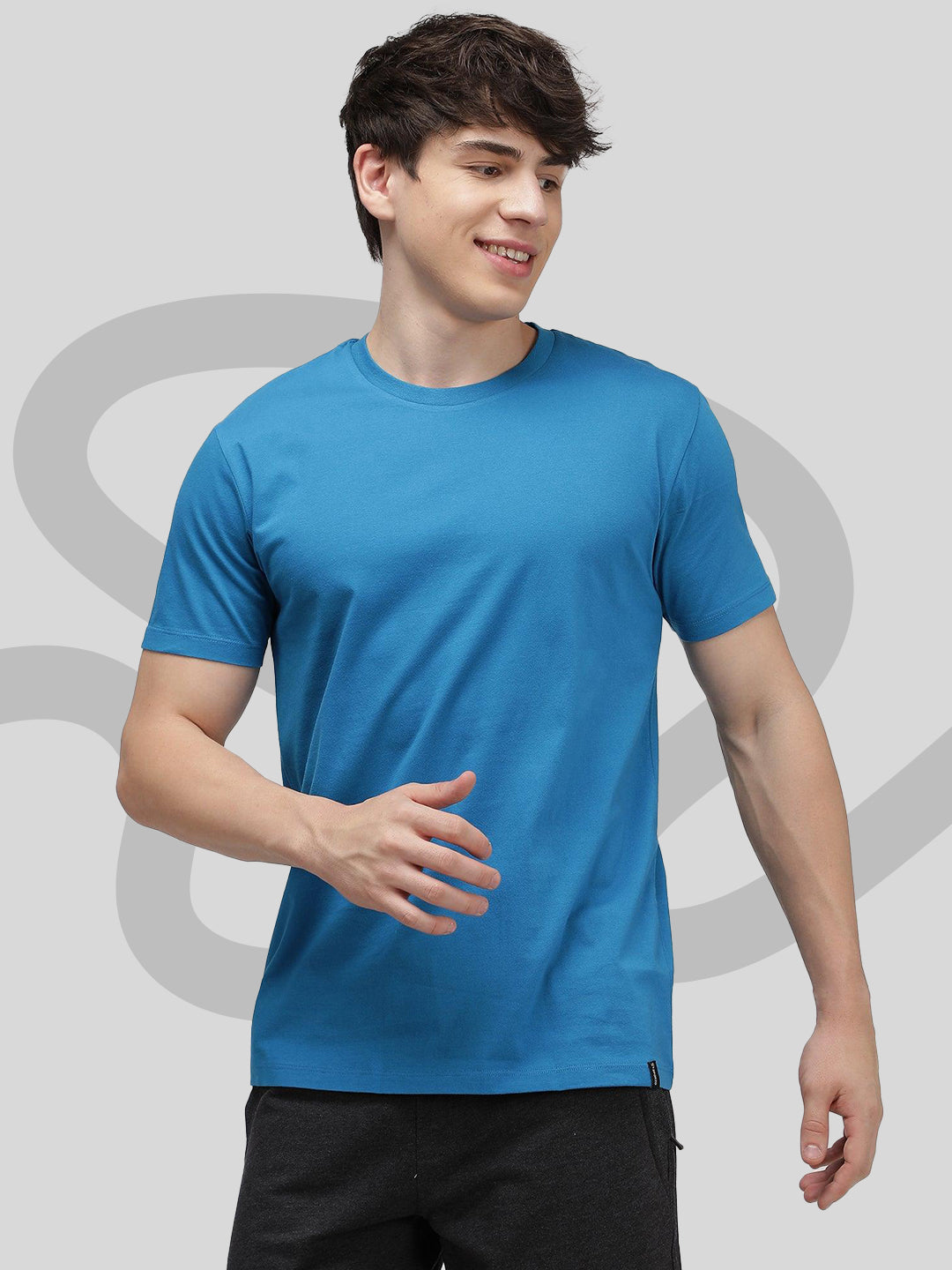 Round Neck Fluyid Cotton Rich, Solid Colour T-shirt Pack of 2