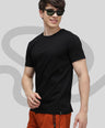 Sporto Men's Fluid Cotton Round Neck T-shirt - Black