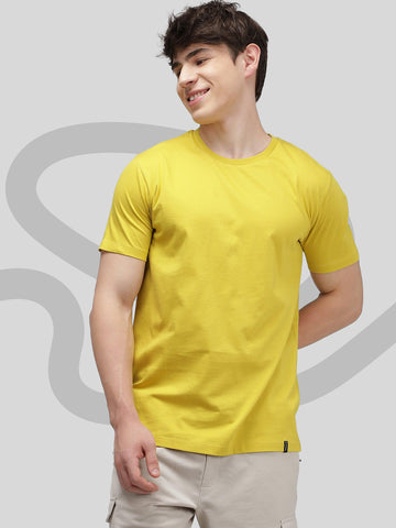 Sporto Men's Fluid Cotton Round Neck T-shirt - Lime Yellow