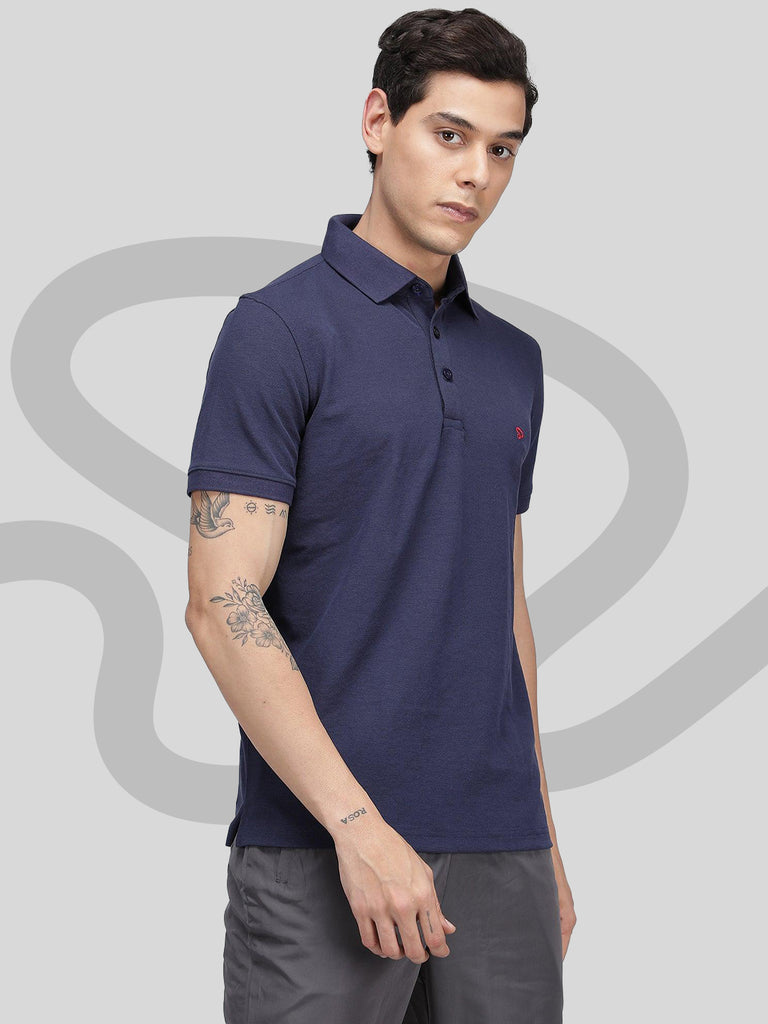 Sporto Men's Solid Polo T-Shirt - Peacoat