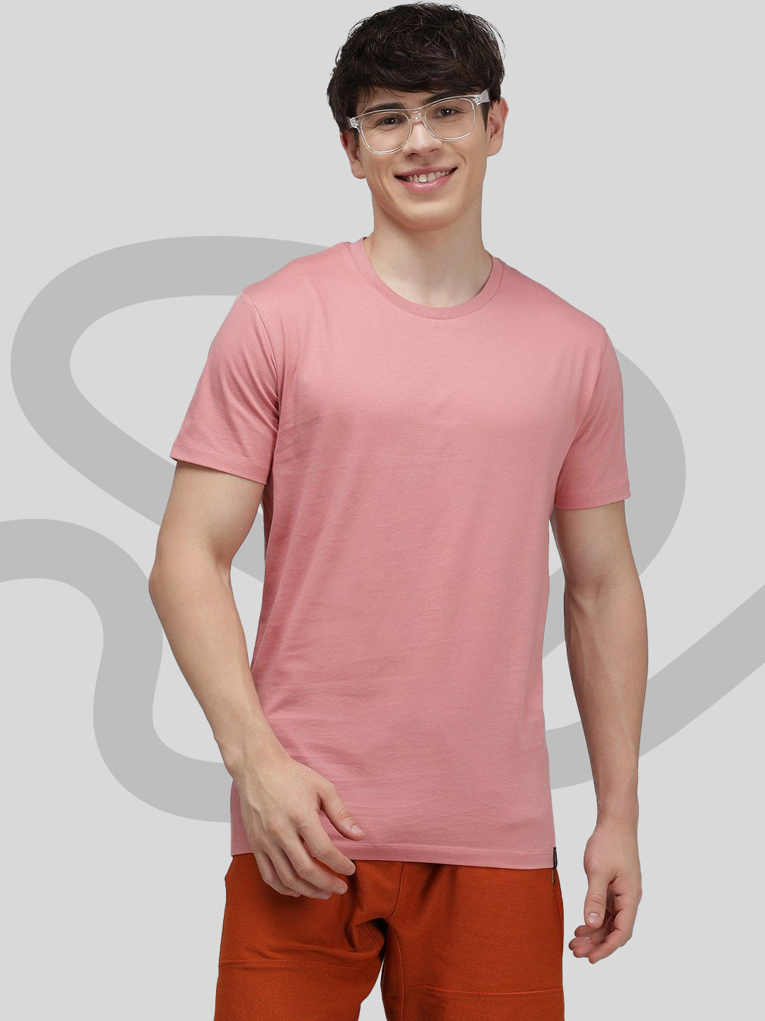 Sporto Men's Fluid Cotton Round Neck T-shirt - Pink