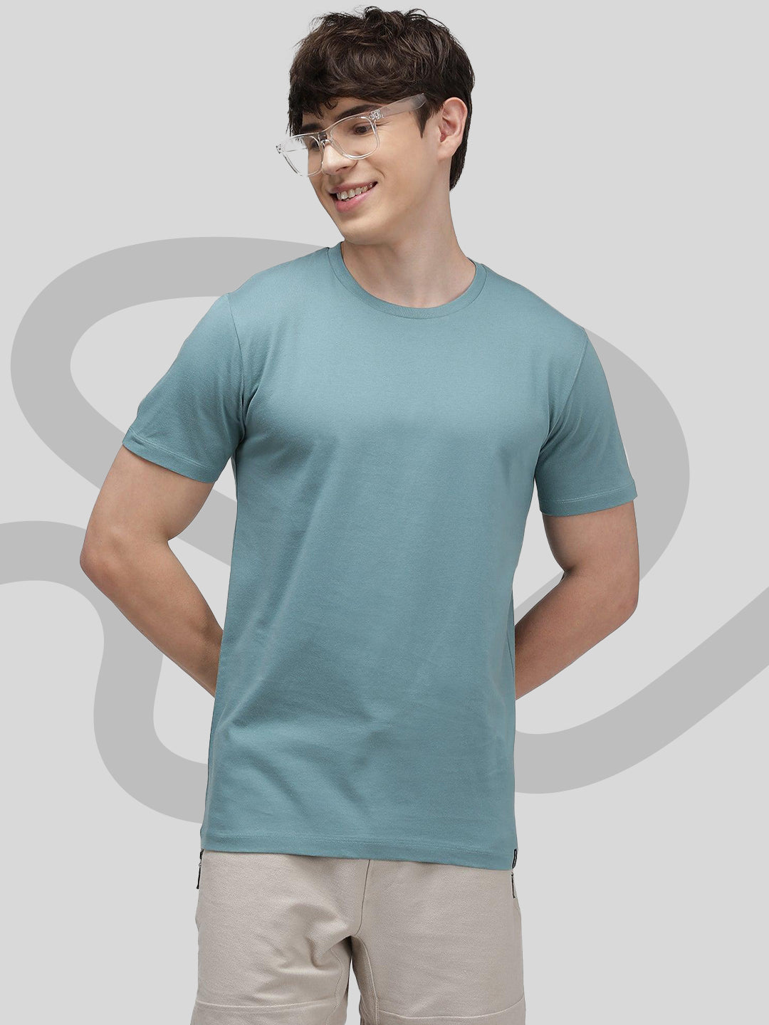 Sporto Men's Fluid Cotton Round Neck T-shirt - Ash Grey