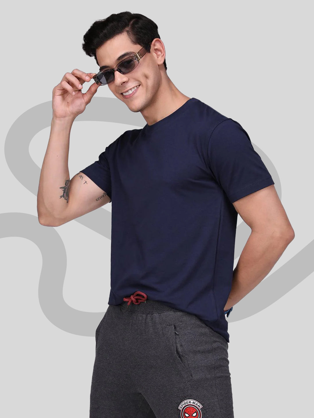 Round Neck Fluyid Cotton Rich, Solid Colour T-shirt Pack of 2