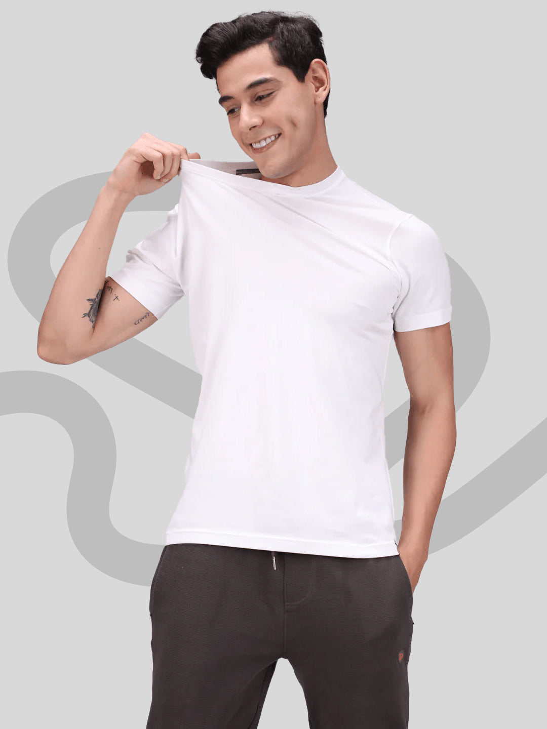 Round Neck Fluyid Cotton Rich, Solid Colour T-shirt Pack of 2