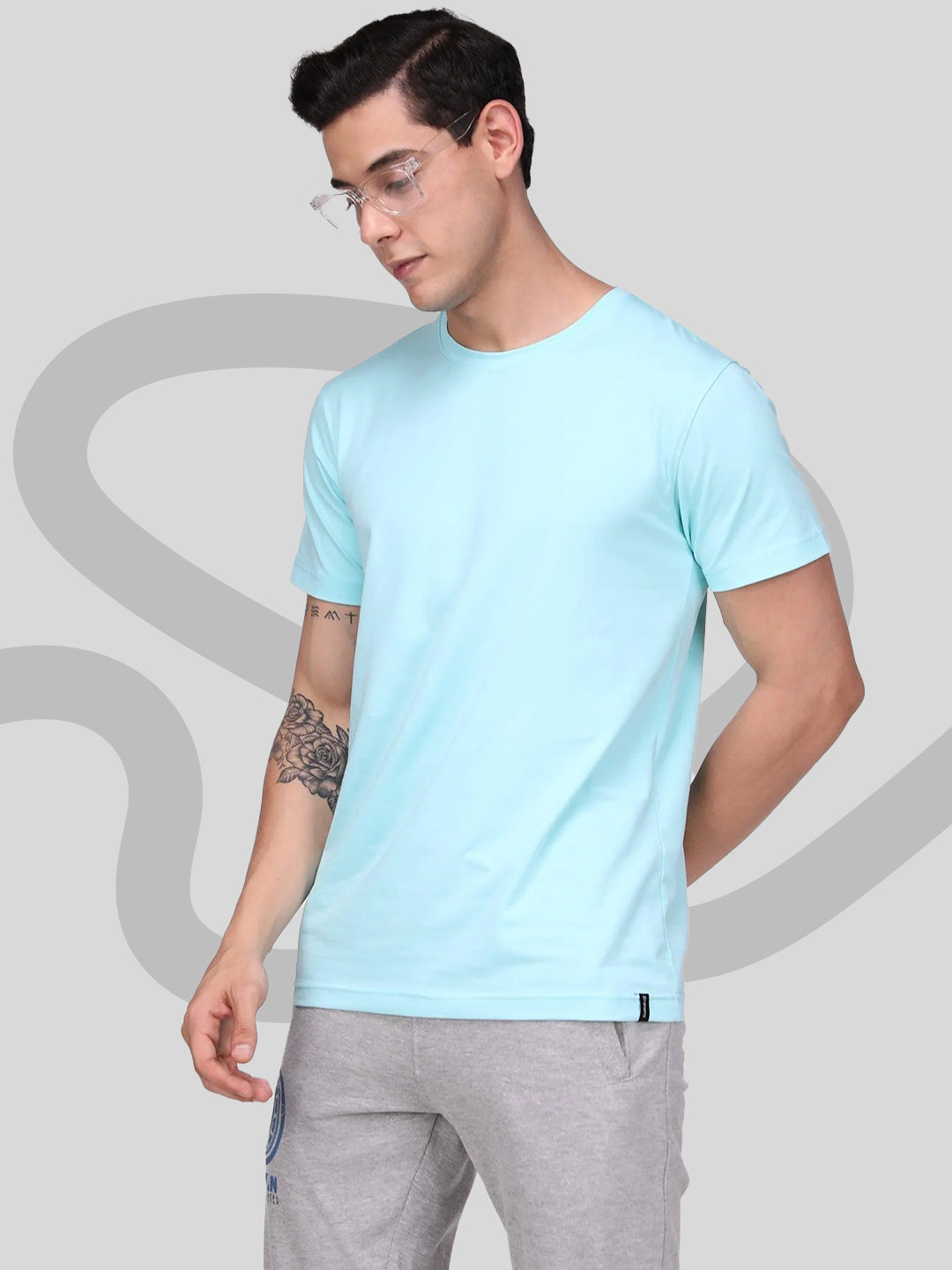 Round Neck Fluyid Cotton Rich, Solid Colour T-shirt Pack of 2