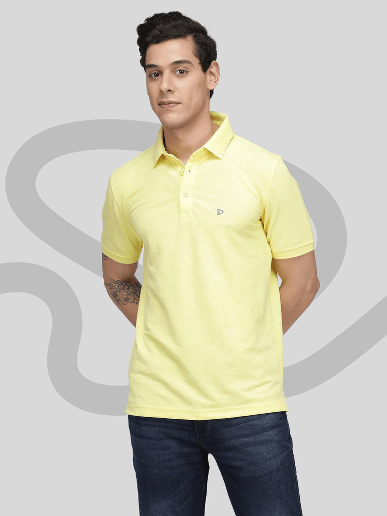 Sporto Men's Solid Polo T-Shirt - Yellow