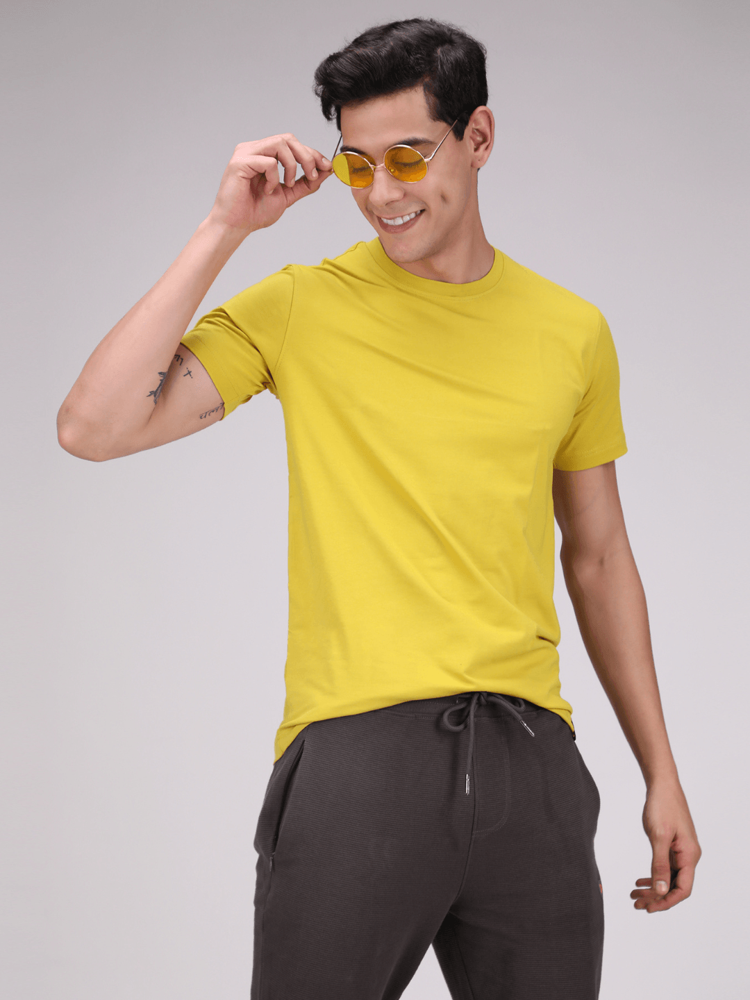 Round Neck Fluyid Cotton Rich, Solid Colour T-shirt Pack of 2