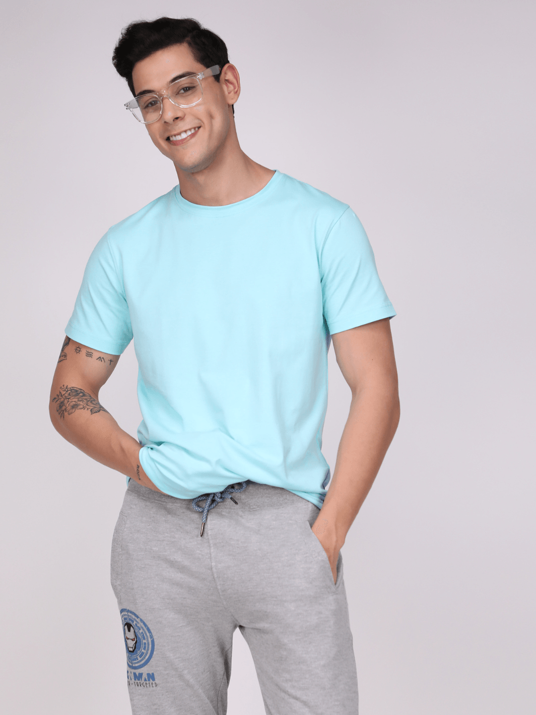 Round Neck Fluyid Cotton Rich, Solid Colour T-shirt Pack of 2