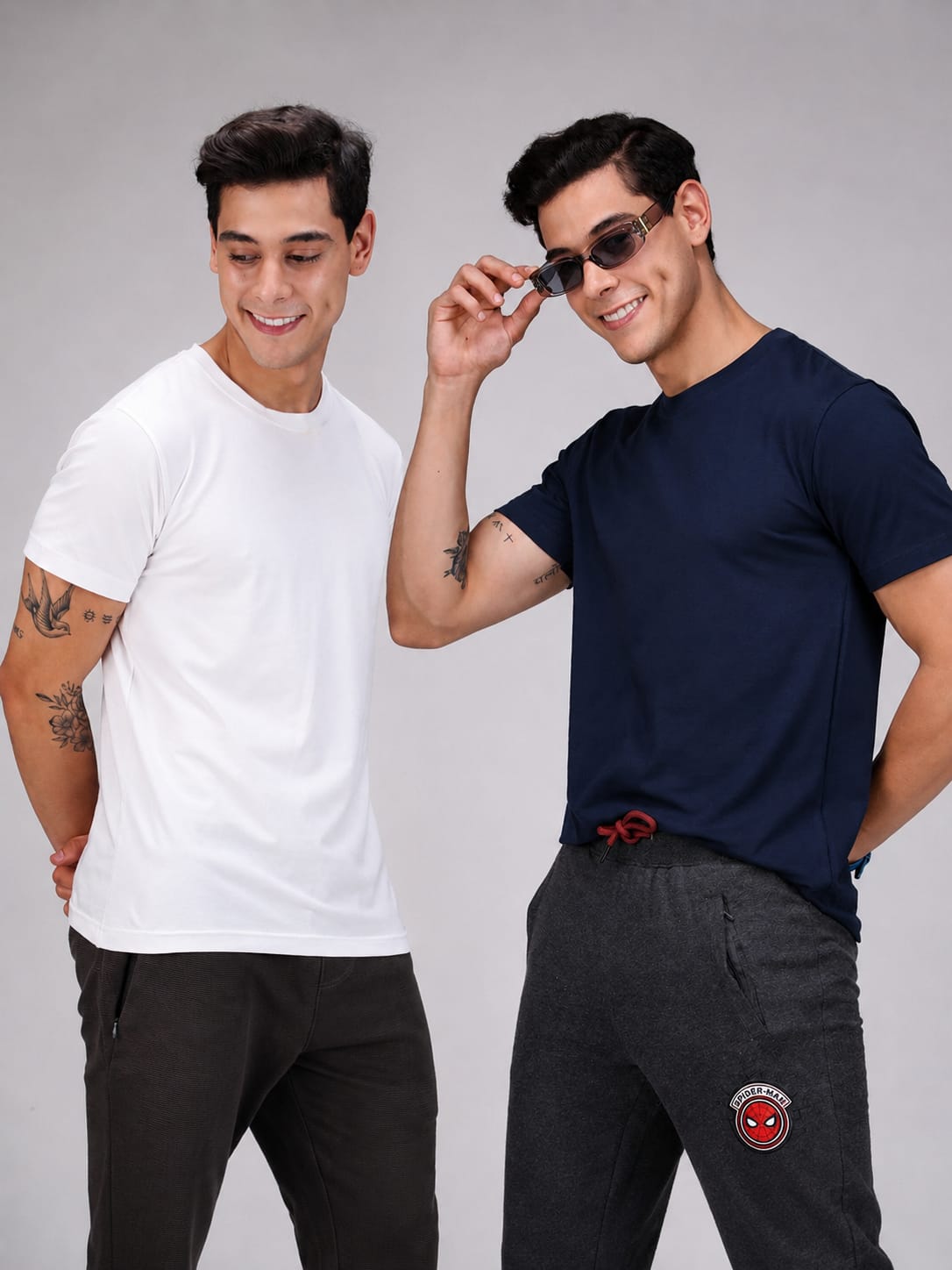 Round Neck Fluyid Cotton Rich, Solid Colour T-shirt Pack of 2