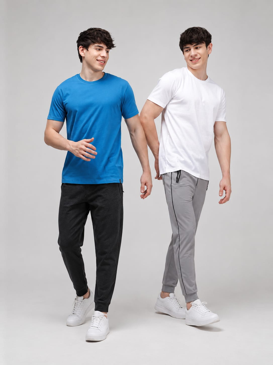 Round Neck Fluyid Cotton Rich, Solid Colour T-shirt Pack of 2