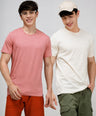 Round Neck Fluyid Cotton Rich, Solid Colour T-shirt Pack of 2