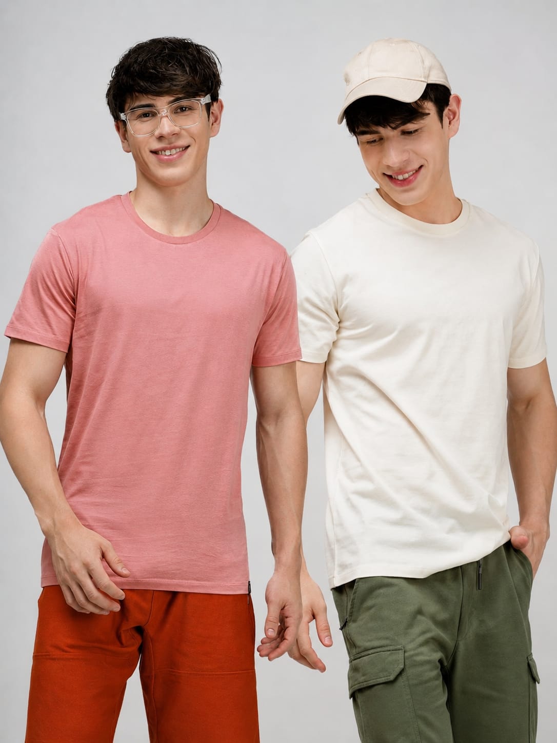 Round Neck Fluyid Cotton Rich, Solid Colour T-shirt Pack of 2