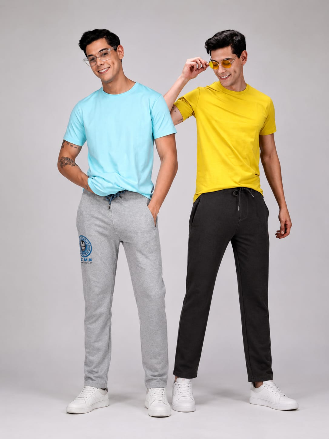 Round Neck Fluyid Cotton Rich, Solid Colour T-shirt Pack of 2