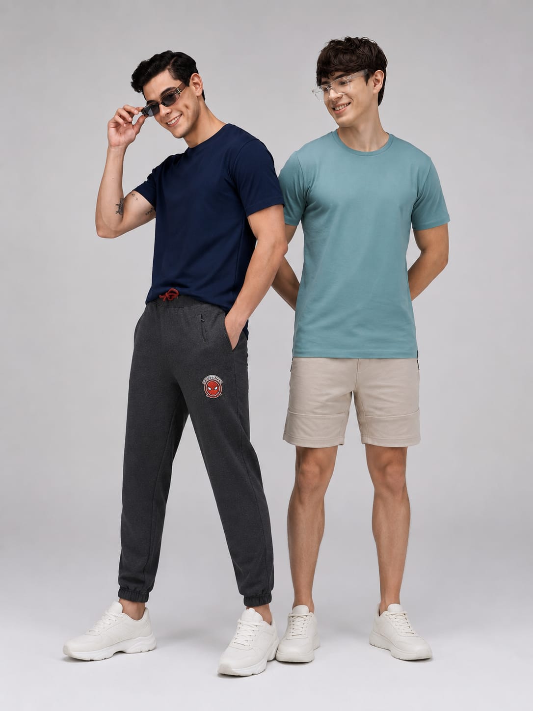 Round Neck Fluyid Cotton Rich, Solid Colour T-shirt Pack of 2
