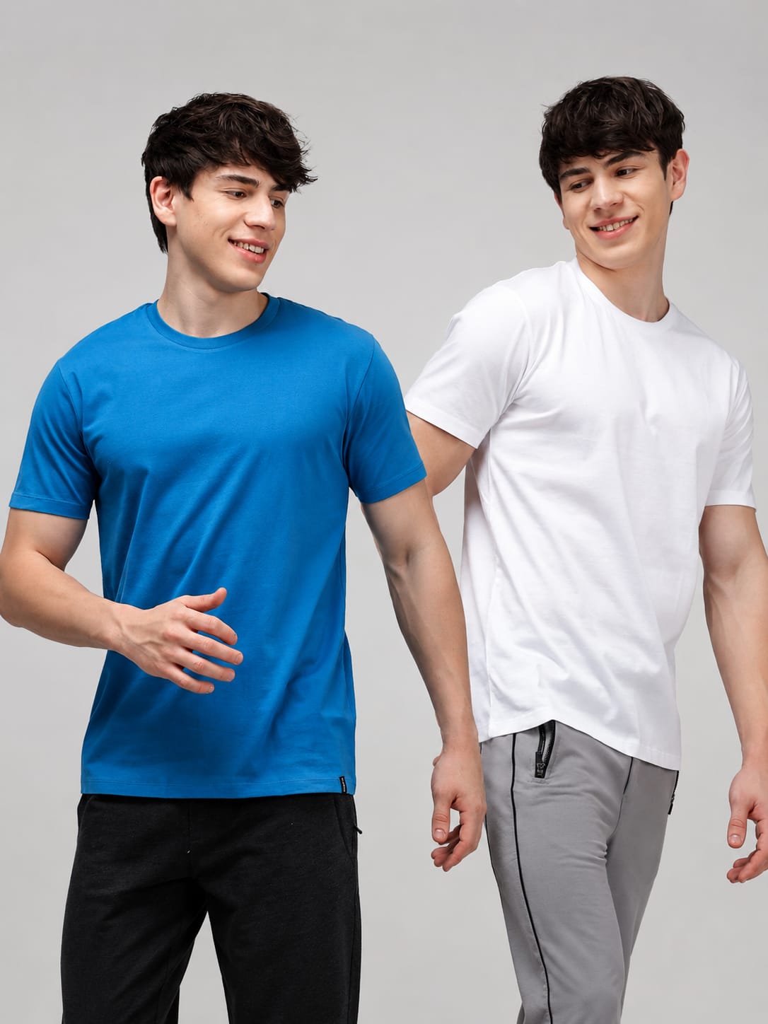 Round Neck Fluyid Cotton Rich, Solid Colour T-shirt Pack of 2