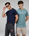 Round Neck Fluyid Cotton Rich, Solid Colour T-shirt Pack of 2