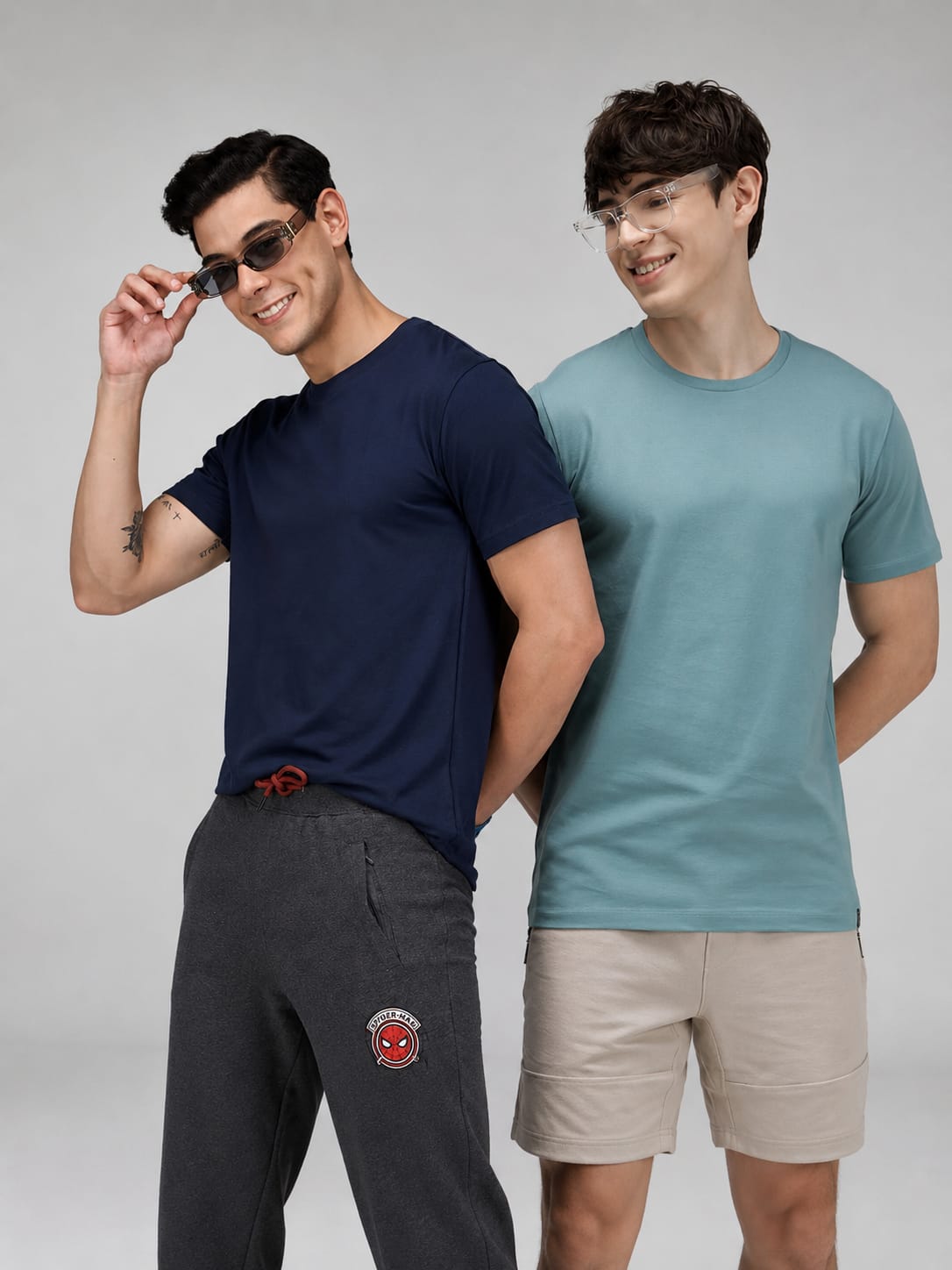 Round Neck Fluyid Cotton Rich, Solid Colour T-shirt Pack of 2