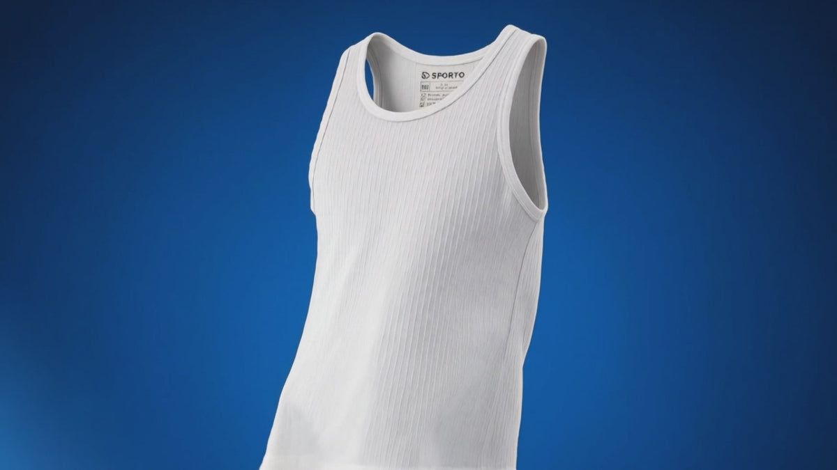 Sporto Men's Cotton White Derby Vest - Ribbed Fabric (Pack Of 3)