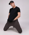 Sporto Men's Solid Fluid Cotton Tee - Pitch Black