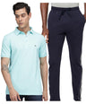 Men's Cotton Rich Solid T-Shirt/ Track Pant Sets-2PC