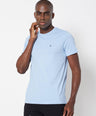 Sporto Men's Round Neck Cotton Tee - Light Iris Blue