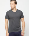 Sporto Men's Slim fit V Neck T-Shirt - Anthra Melange