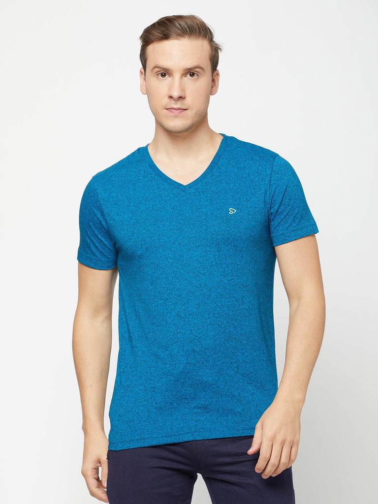 Sporto Men's Solid Cotton Rich T-Shirt Sapphire Blue Jaspe