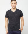 Sporto Men's Slim fit V Neck T-Shirt - Black With Flakes