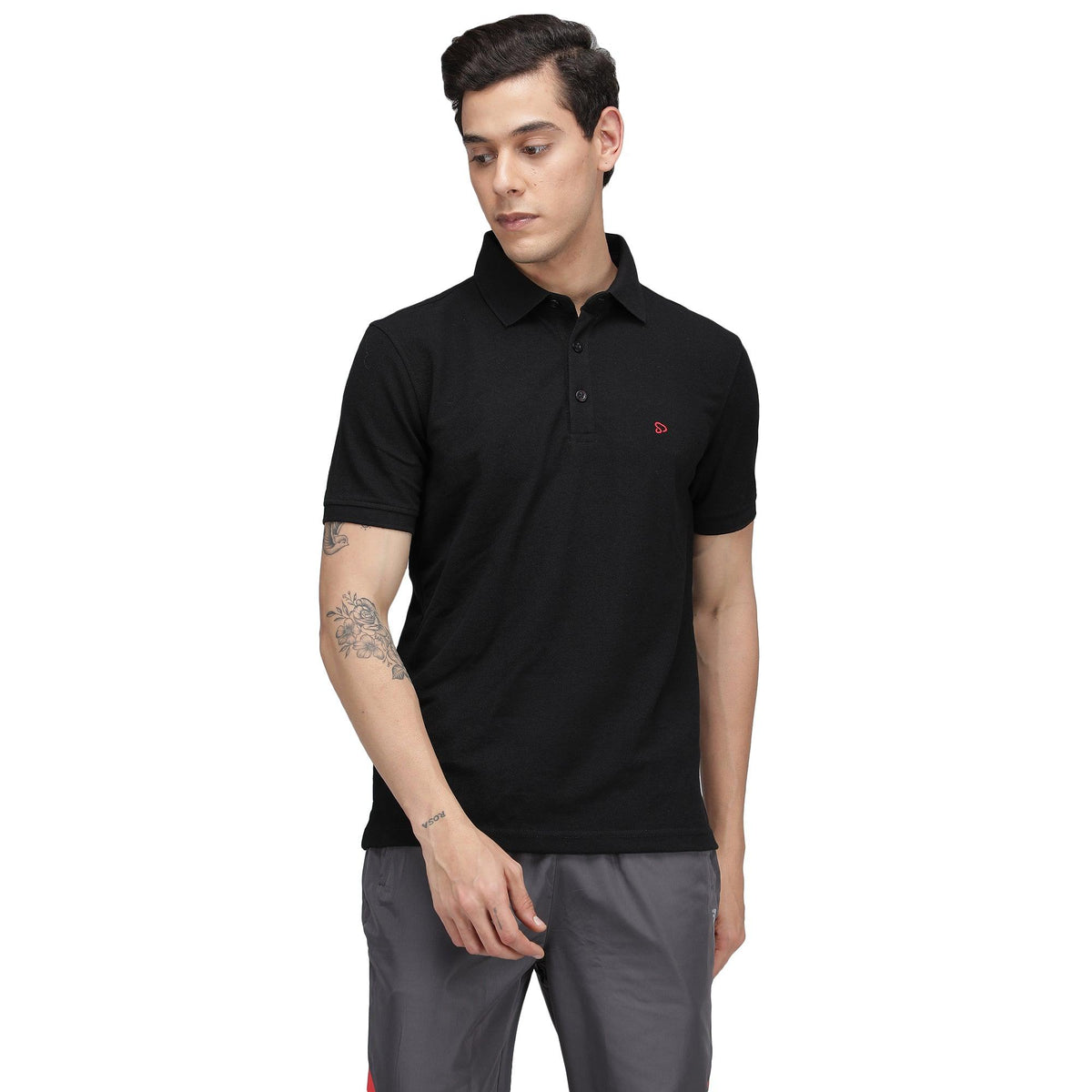 Sporto Men's Solid Polo T-Shirt - Black