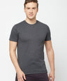 Sporto Men's Round Neck Cotton Tee - Anthra Melange