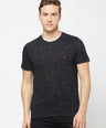 Sporto Men's Round Neck Cotton Tee - Black with Flakes