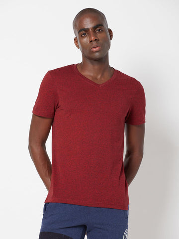 Sporto Men's Solid Cotton Rich T-Shirt Ribbon Red